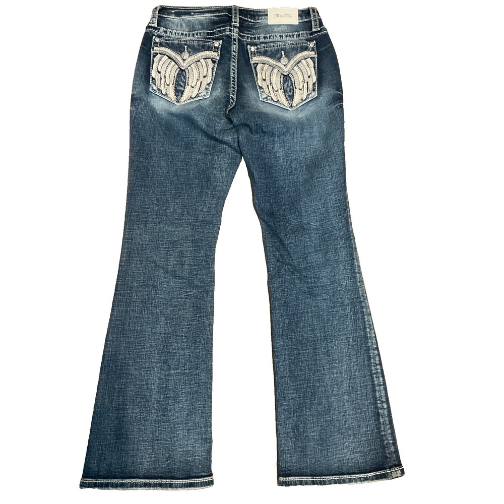 Miss Me Wing Effect Bootcut Jeans Women's Size 28x30 Midrise Western Cowgirl Y2K